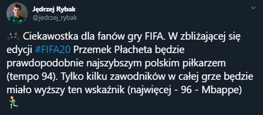 To będzie NAJSZYBSZY Polski piłkarz w FIFA 20!